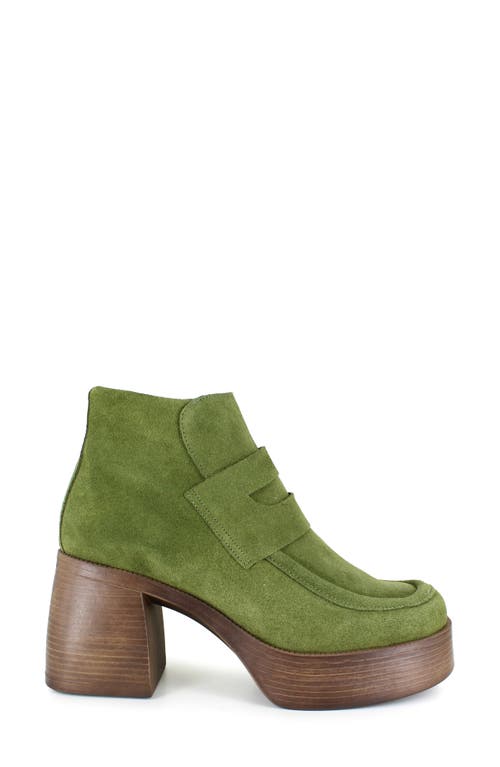 Ziginy Bertina Water Resistant Platform Bootie In Olive Suede