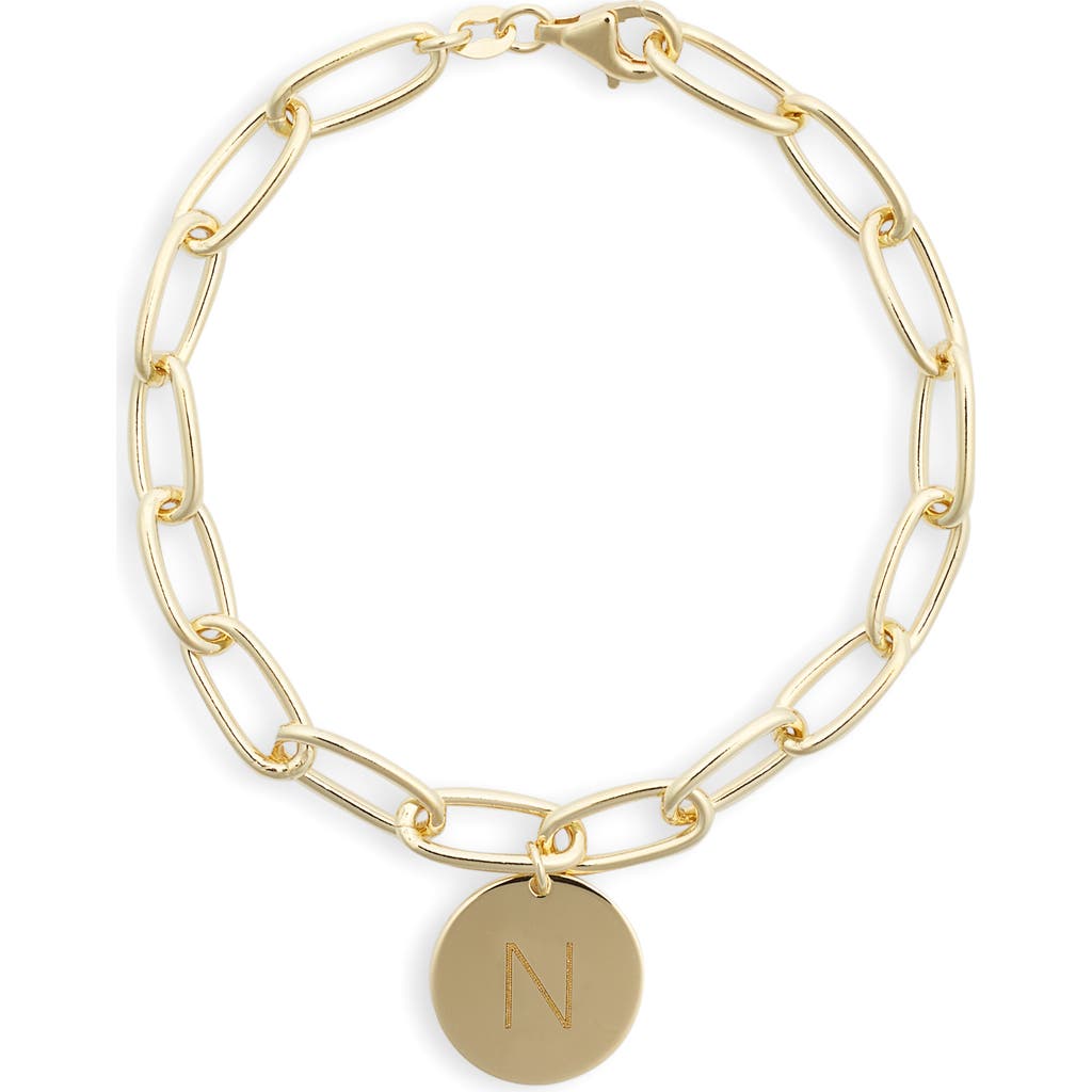 Meshmerise Initial Disc Charm Bracelet In Yellow-n