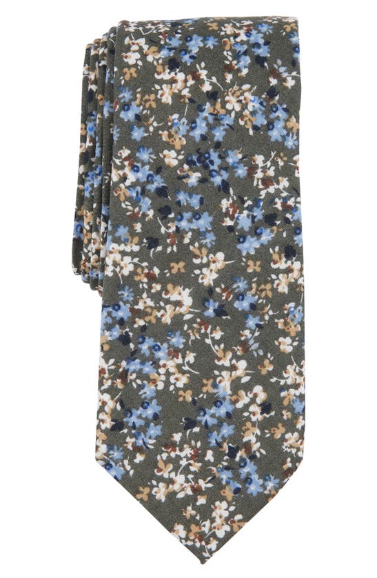 Original Penguin Tynan Floral Print Cotton Tie In Green