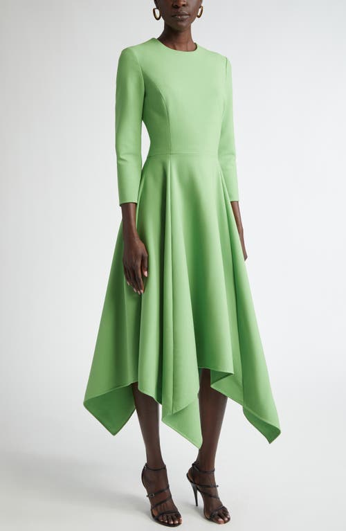 Shop Oscar De La Renta Asymmetric Hem Fit & Flare Dress In Olivine