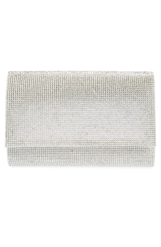 Jessica Mcclintock Alexis Rhinestone Crossbody Clutch In Silver