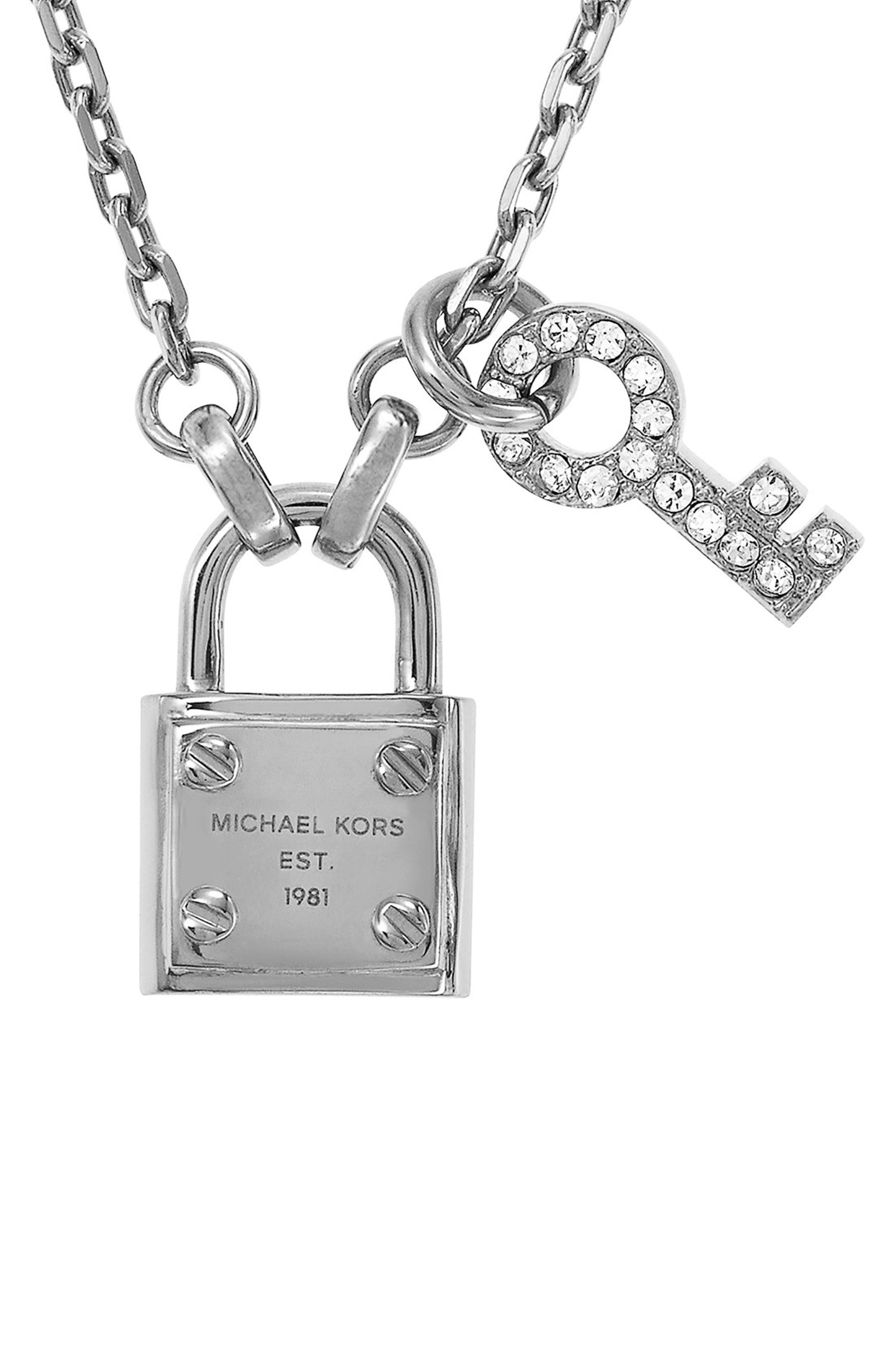 Michael Kors 'Brilliance' Lock & Key Charm Necklace | Nordstrom