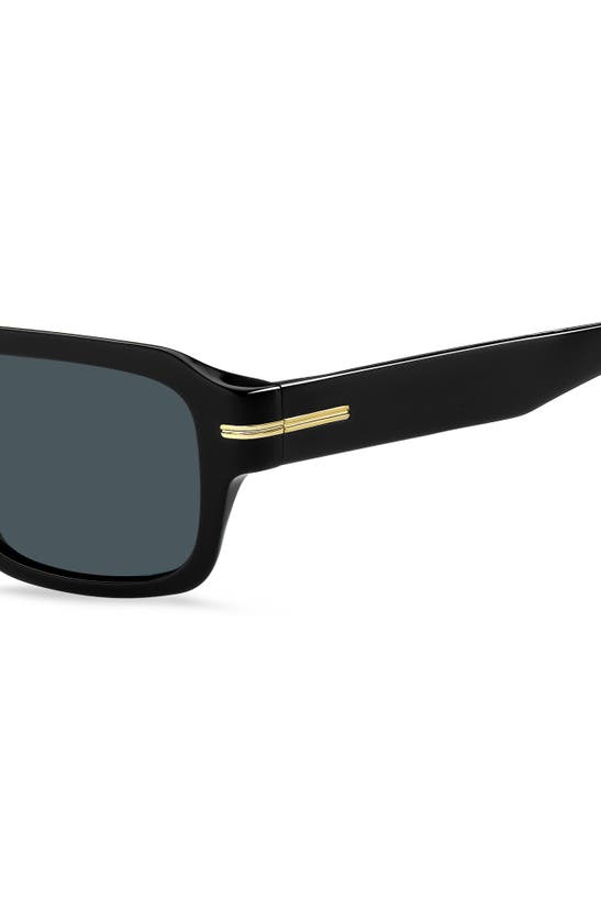 Shop Hugo Boss 53mm Rectangular Sunglasses In Black