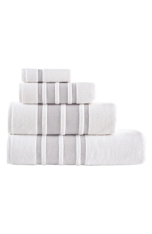 Shop Brooks Brothers Contrast Border 4-piece Towel Set In Taupe