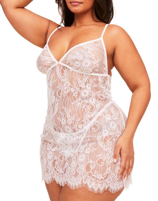 Shop Adore Me Addison Unlined Babydoll & Panty Set Lingerie In White