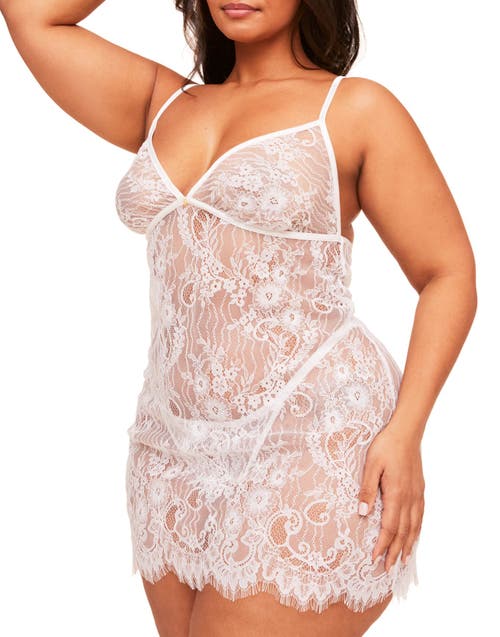 Addison Unlined Babydoll & Panty Set Lingerie in White