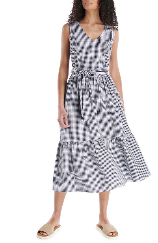 Shop Barbour Harebell Gingham Cotton Dress In Navy Check