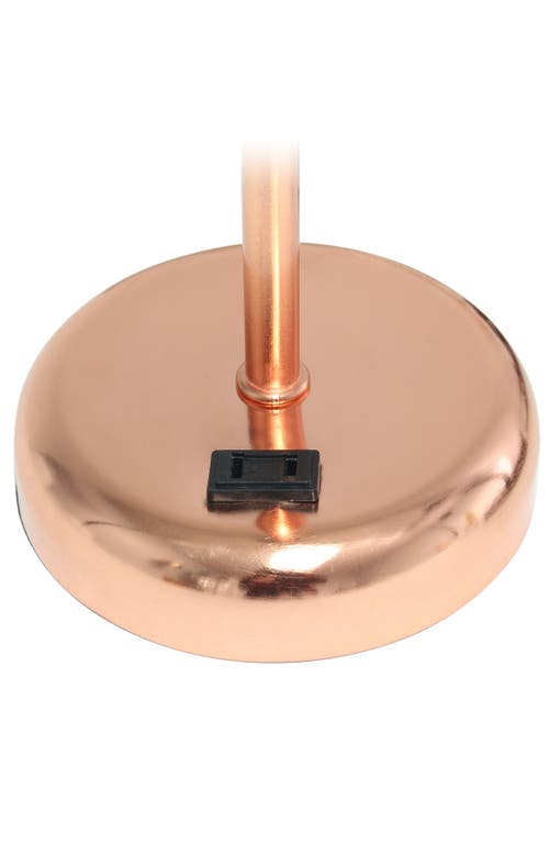 Shop Lalia Home Usb Table Lamp In Rose Gold/white Shade