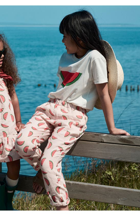 Shop Mon Coeur Kids' Recycled Cotton & Cotton Graphic T-shirt In Natural Watermelon Slice