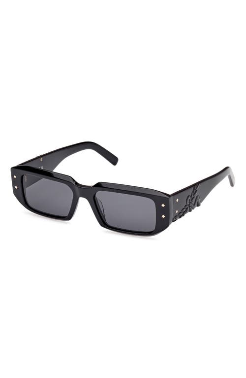 Shop Mcm 53mm Rectangular Sunglasses<br /> In Shiny Black/smoke