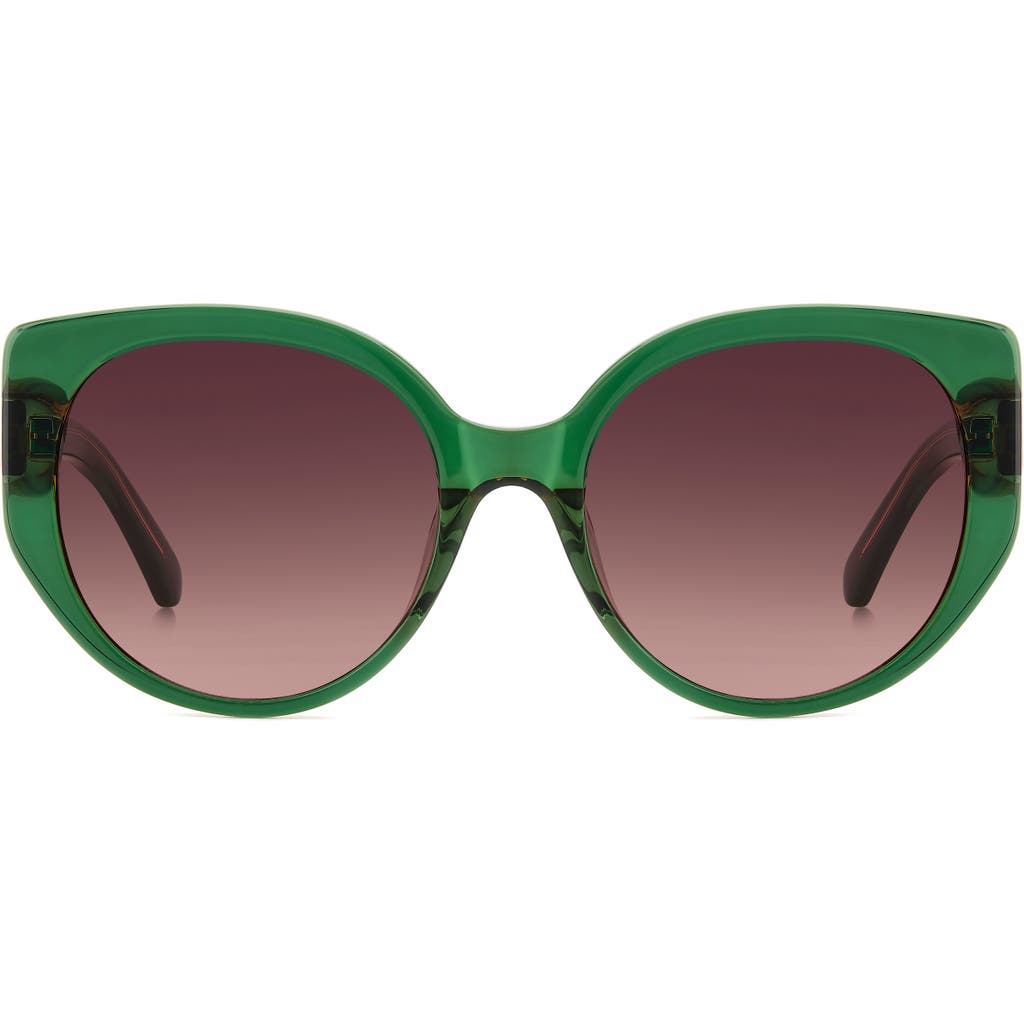 Kate Spade New York Seraphina 55mm Gradient Round Sunglasses In Green Pink/burgundy Shaded