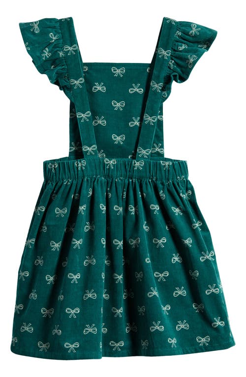 Shop Tucker + Tate Kids' Print Cotton Corduroy Pinafore Dress In Green Storm- Ivory Bow