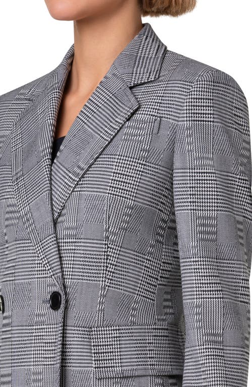 Akris Punto Glen Plain Double Breasted Wool Blazer In Black-cream