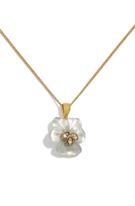 Alexis Bittar Pansy Lucite® Flower Pendant Necklace In White/gold