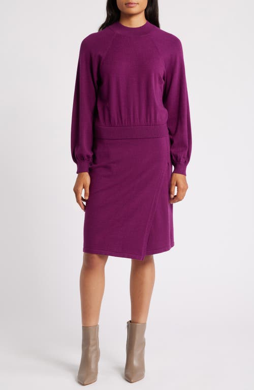 Sam Edelman Two-piece Look Long Sleeve Sweater Dress In Berry
