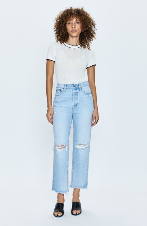 Shop Pistola Cassie Ripped High Waist Crop Straight Leg Jeans In Daytrip Distressed