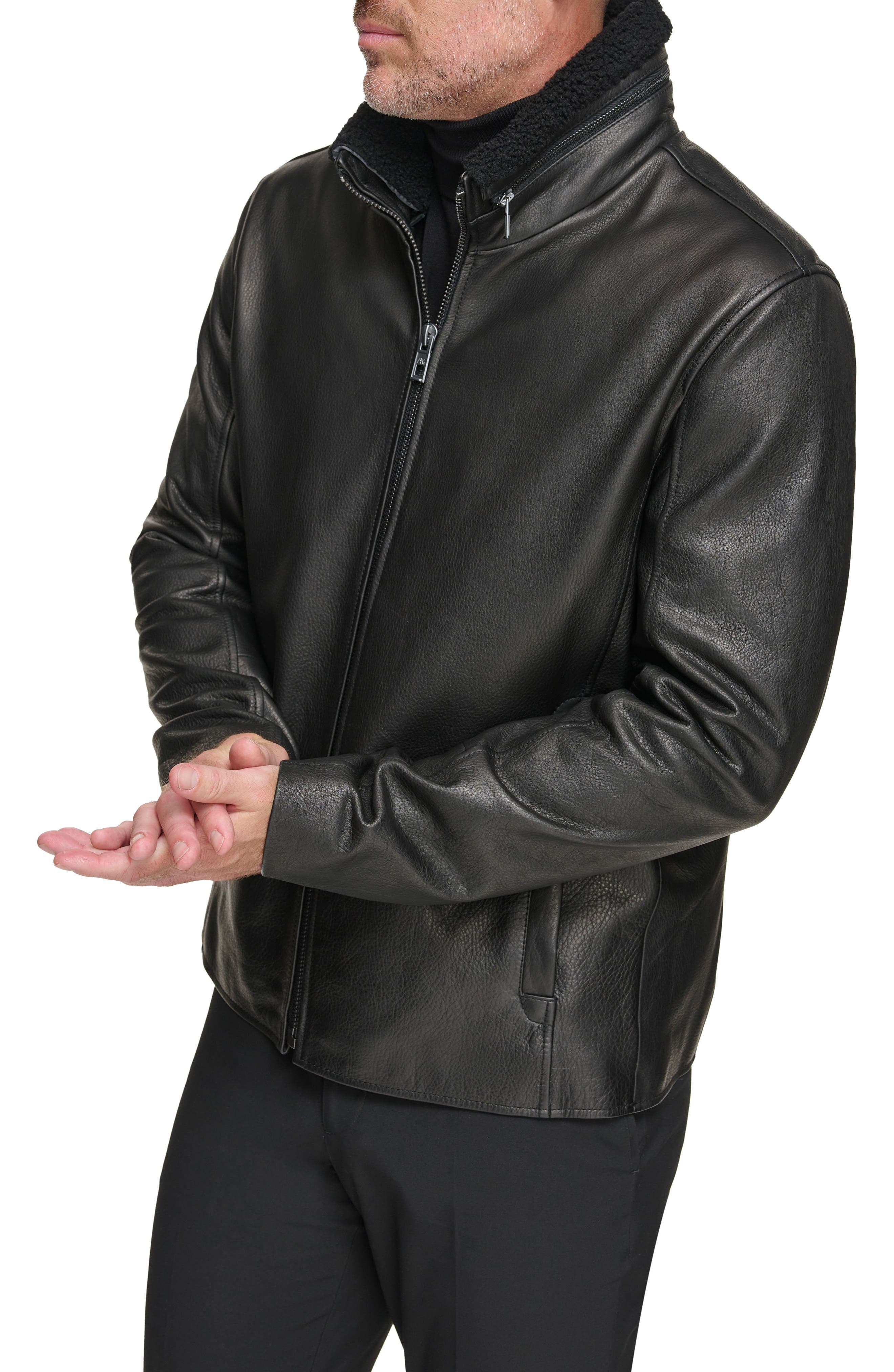 Andrew Marc Brentford Genuine Shearling Jacket in Black Smart Closet