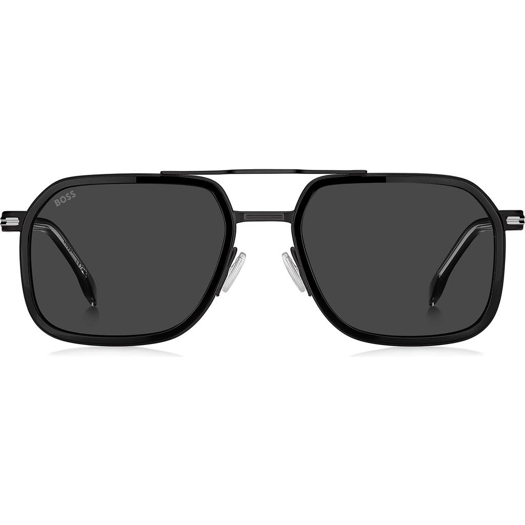 Hugo Boss Boss 55mm Rectangular Sunglasses In Black/grey