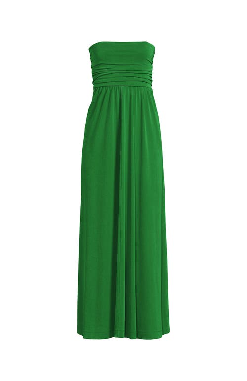 Shop Lands' End Cupro Bandeau Maxi Dress With Removable Straps In True Green