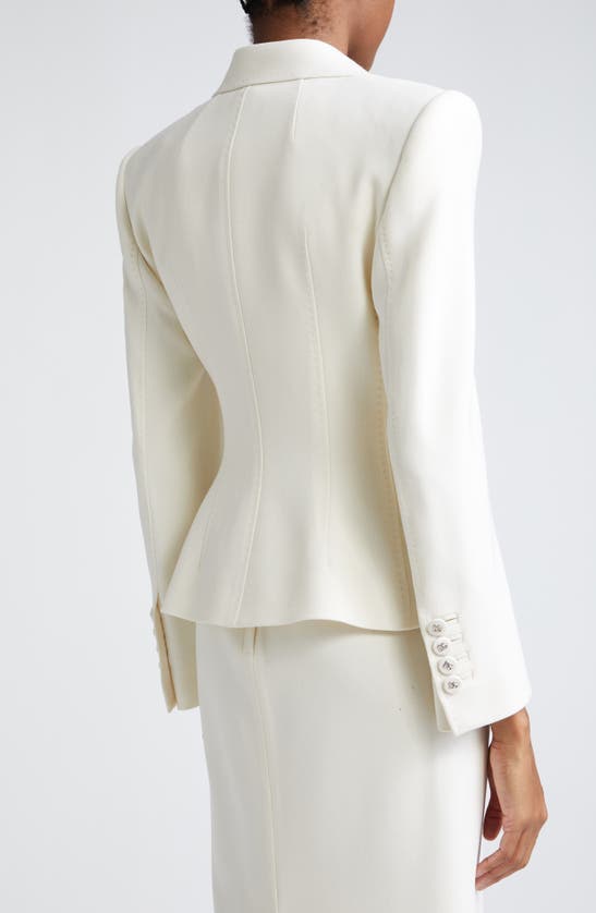 Shop Dolce & Gabbana Stretch Wool Blazer In Natural White