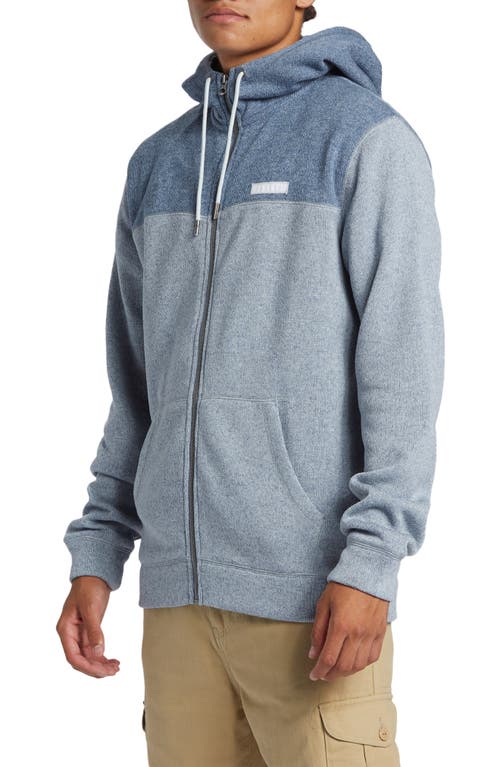 Quiksilver Keller Colorblock Fleece Lined Zip Hoodie In Ice Flow Heather