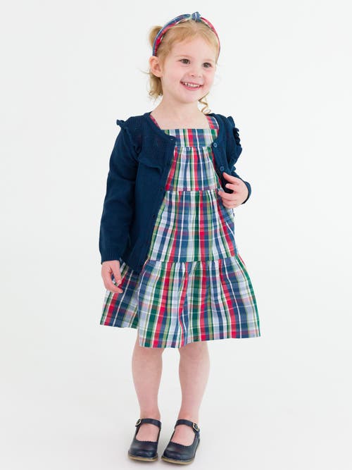 Shop Rufflebutts Girls Puff Short Sleeve Tiered Dress In Prep School Plaid