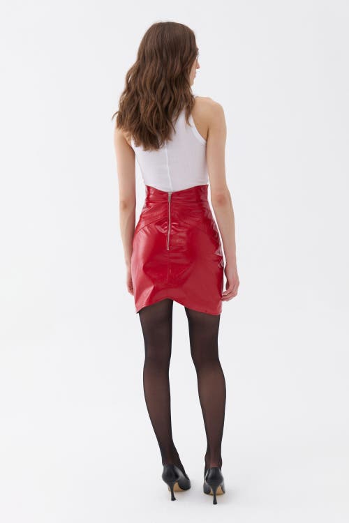 Shop Nocturne Faux Patent Leather Mini Skirt In Red