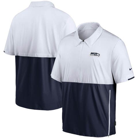 Men's Nike White Seattle Seahawks Sideline Coaches Chevron Lockup Quarter-Zip Top