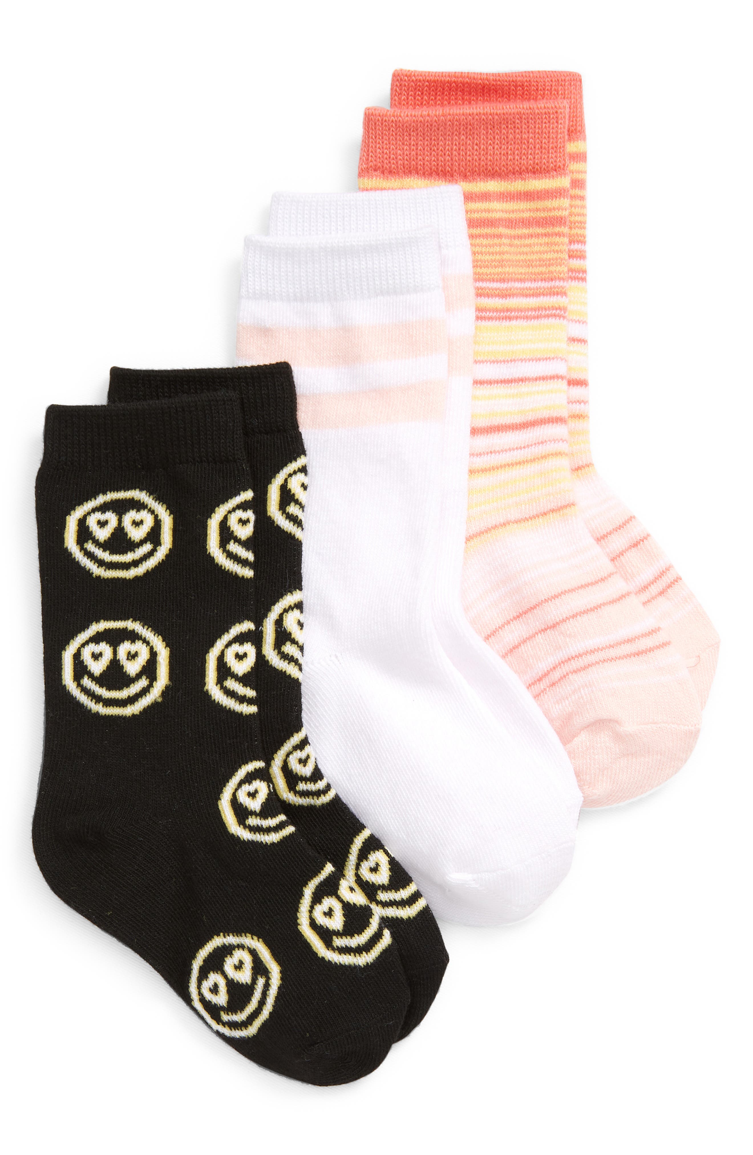 Kids Assorted 3-Pack Crew Socks in Happy Stripe Pack at Nordstrom Nordstrom Clothing Underwear Socks 