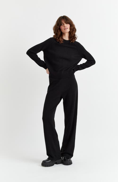 Shop Chinti & Parker Wool & Cashmere Wide Leg Track Pant In Black