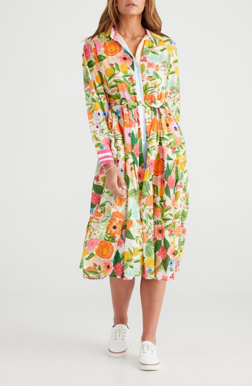 Alice Floral Long Sleeve Cotton Shirtdress in Blossom Print
