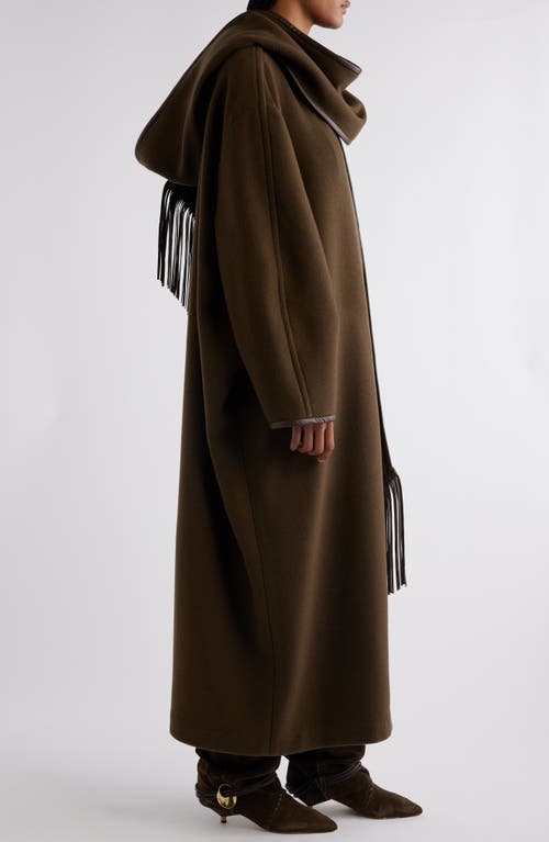 Shop Isabel Marant Irvana Long Fringed Wool & Cashmere Blend Coat In Bronze