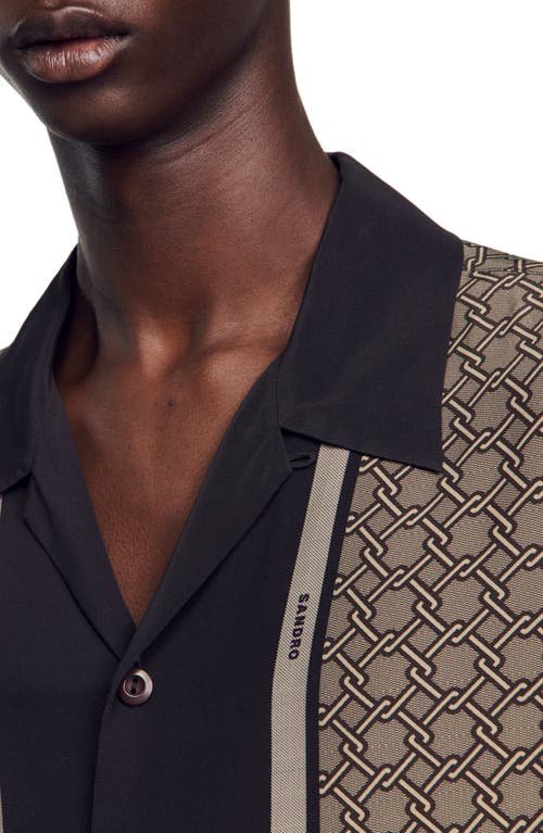 Shop Sandro Short-sleeved Patterned Shirt In Brown