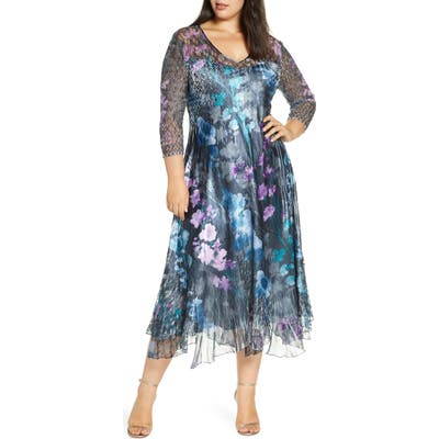 Plus Size Komarov Charmeuse A-Line Dress, Blue