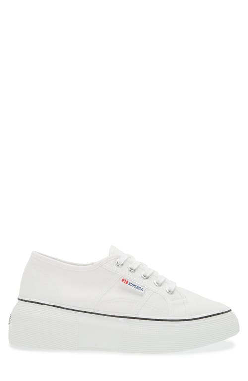 Shop Superga 2287 Bubble Line Platform Wedge Sneaker In White-black