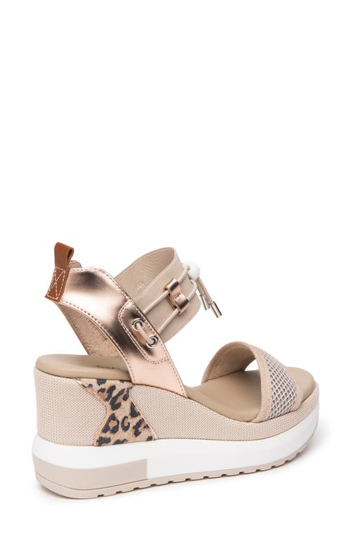 Shop Nerogiardini Bungee Metallic Platform Wedge Sandal In Taupe/rose Gold