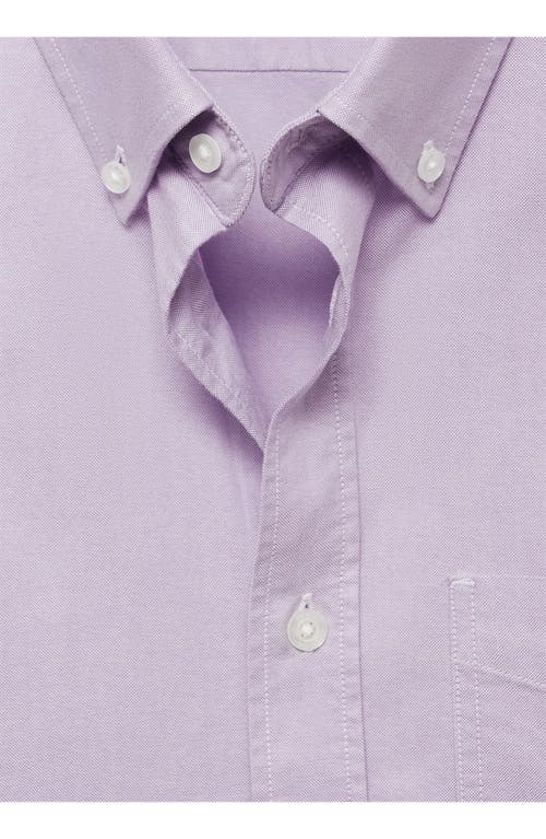 Mango Regular Fit Oxford Button-down Shirt In Violet