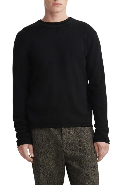 Shop Rag & Bone Harvey Crewneck Cotton Blend Sweater In Black/black