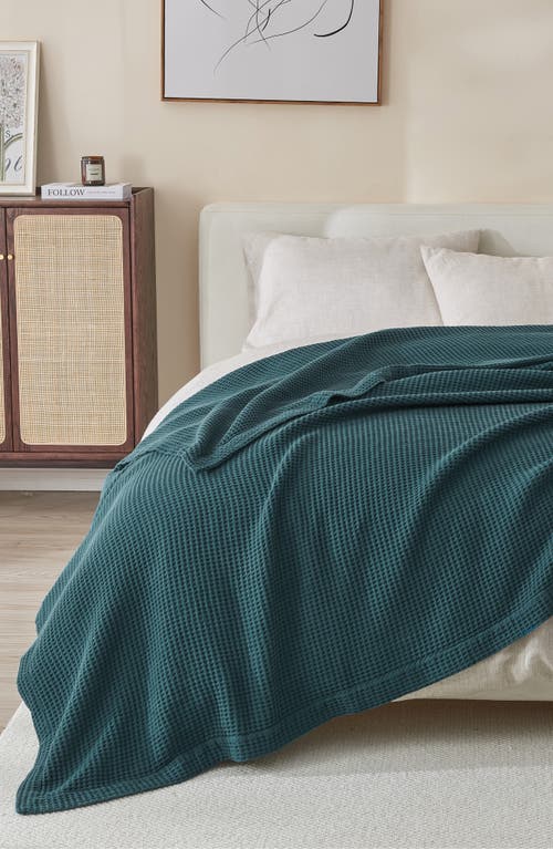 Woven & Weft Cotton Waffle Weave Blanket In Peacock