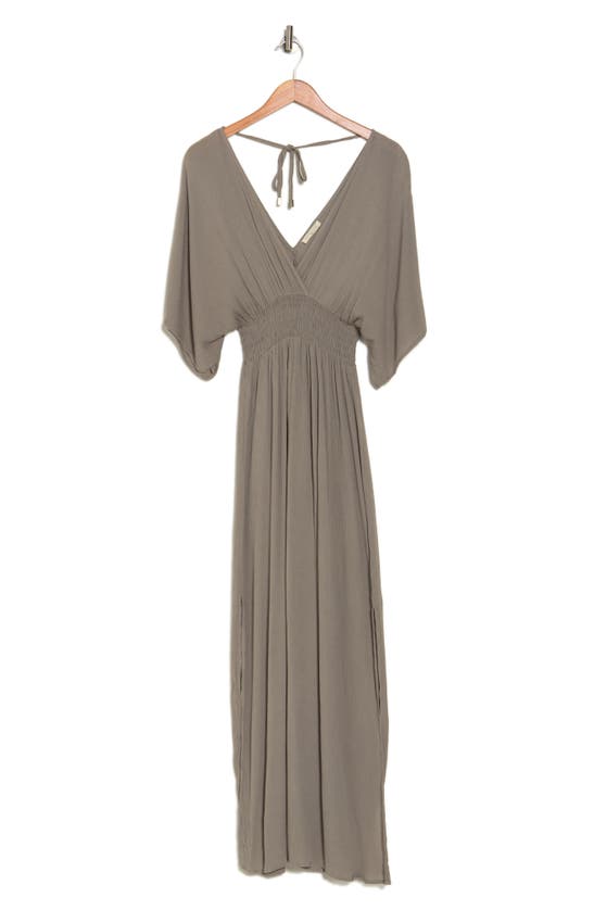 Lovestitch Double-v Maxi Dress In Brown