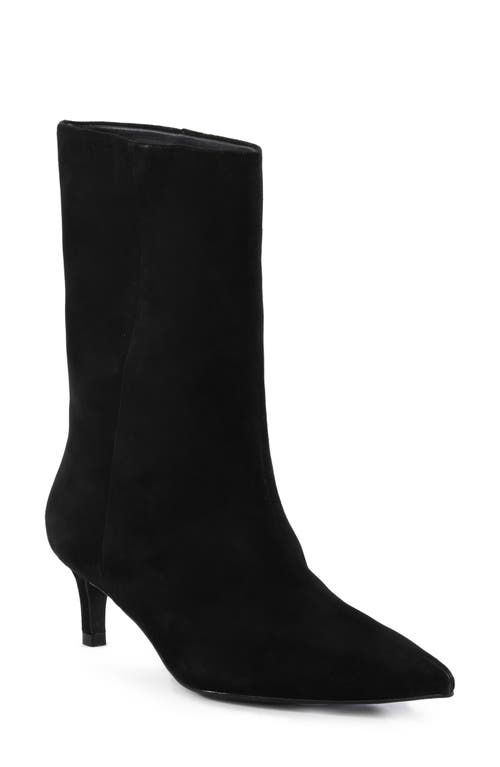 Seychelles Game Changer Pointed Toe Kitten Heel Boot in Black Suede 