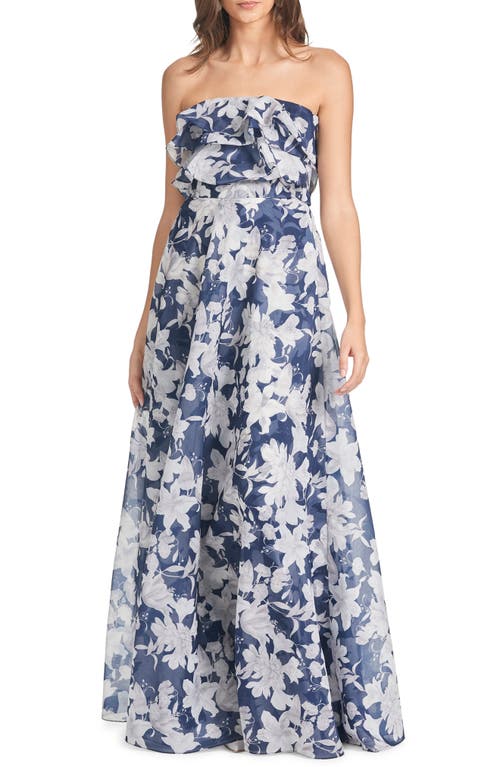 Sachin & Babi Women's Frivolla Ruffled Printed-organza Gown In Alto Blu Fiore