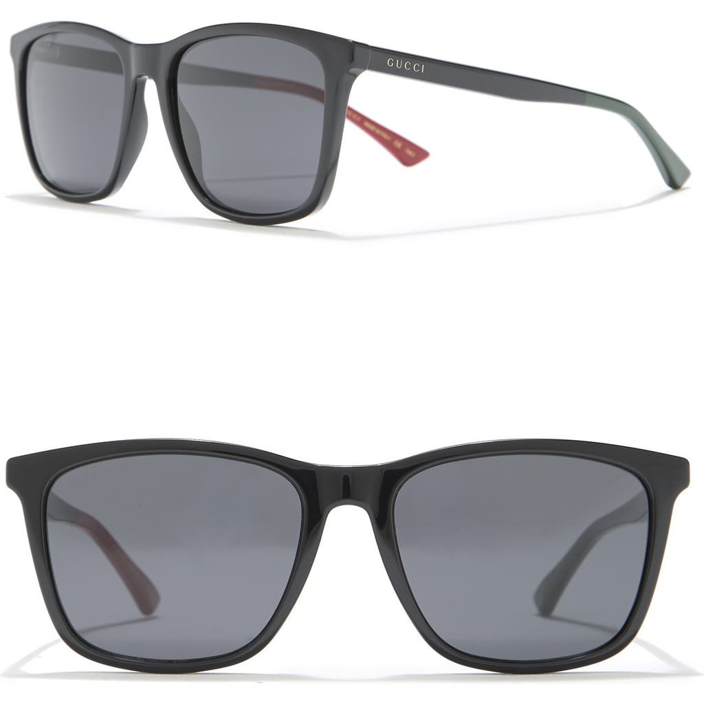 Gucci 55mm Square Sunglasses In Black Black Grey