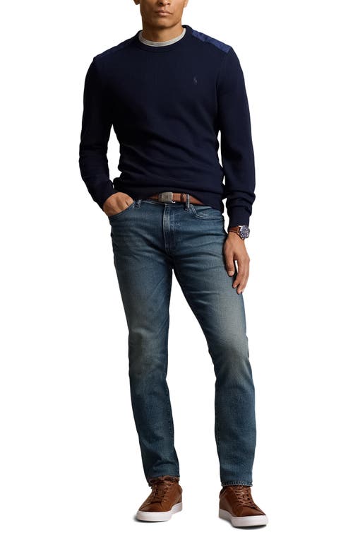 Shop Polo Ralph Lauren Merino Wool Crewneck Sweater In Piper Navy