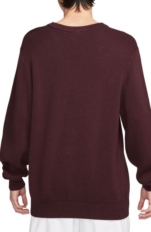 Shop Nike Sportswear Club Oversize Crewneck Sweater In Burgundy Crush/white