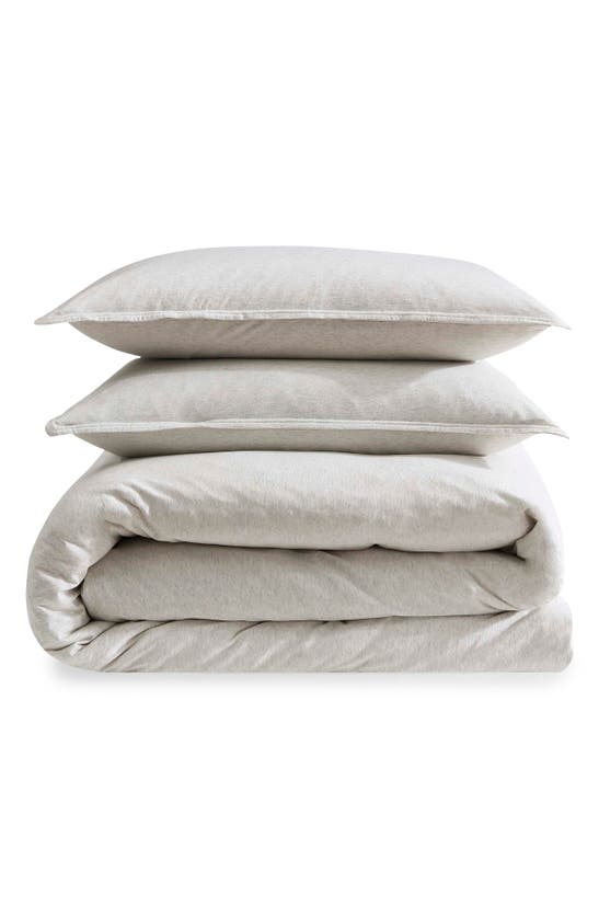 Calvin Klein Modern Collection Jersey 3 Piece Duvet Cover Set, King In Ivory/grey