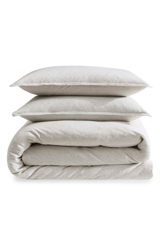 Shop Calvin Klein Mélange Cotton Blend Jersey Duvet & Shams Set In White