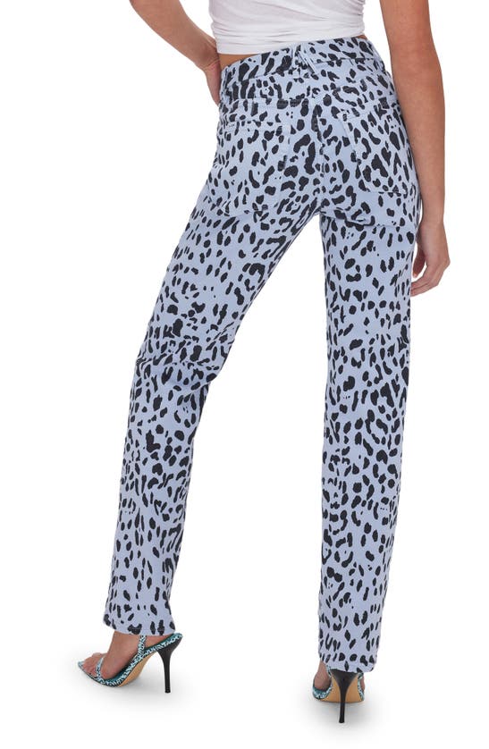 Shop Good American Good Icon High Waist Straight Leg Jeans In Mineral Glass Leopad001