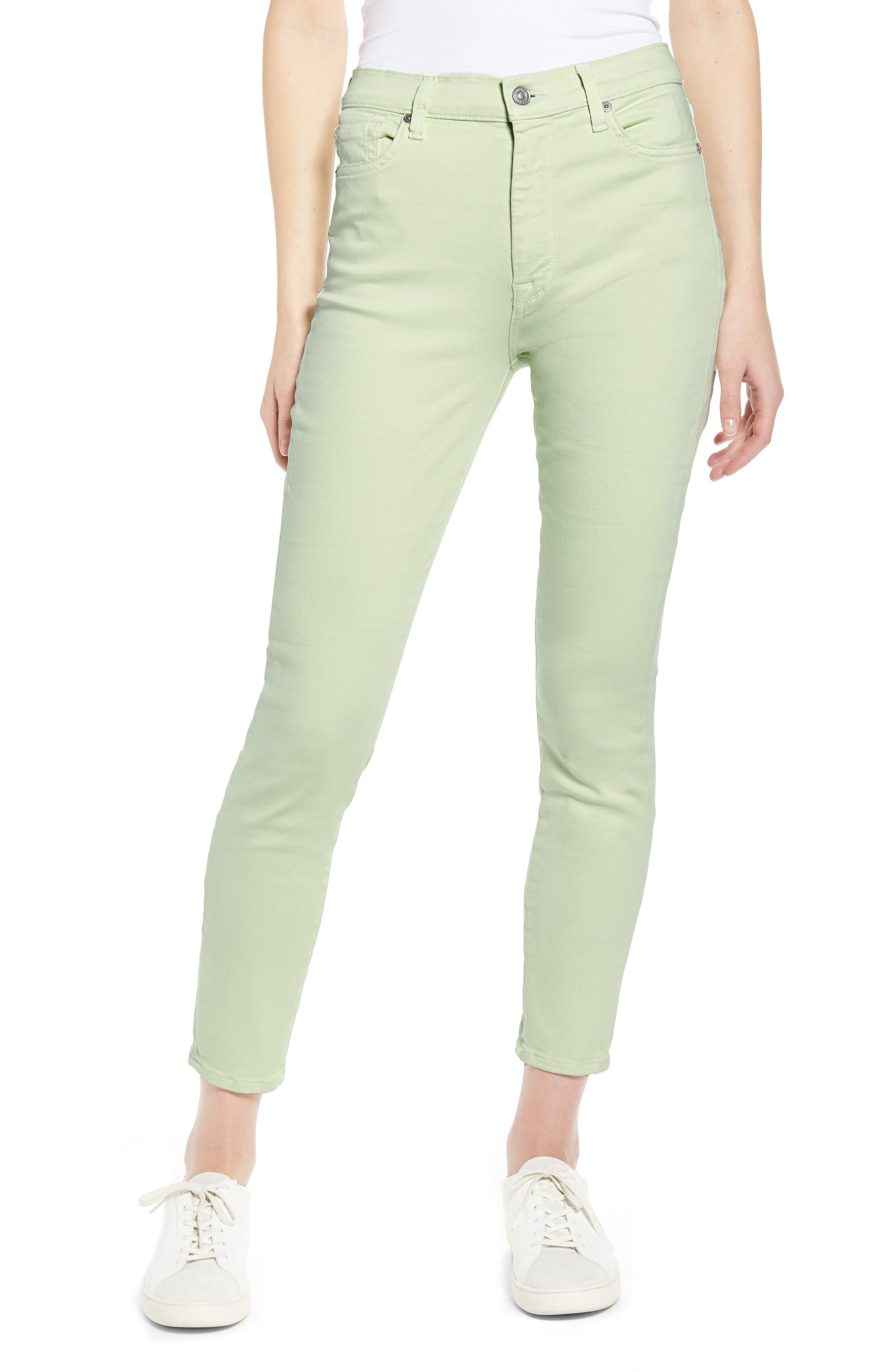 7 For All Mankind High Waist Ankle Skinny Jeans In Mint