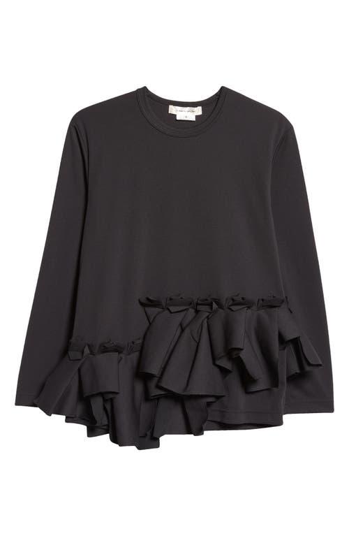 Shop Comme Des Garçons Asymmetric Ruffle Piqué T-shirt In Black